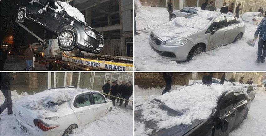 10 araç kar ve buz kütlelerinin altında kaldı