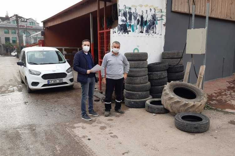 Kocaeli İzmitte geri dönüşüm için lastikçiler denetlendi 