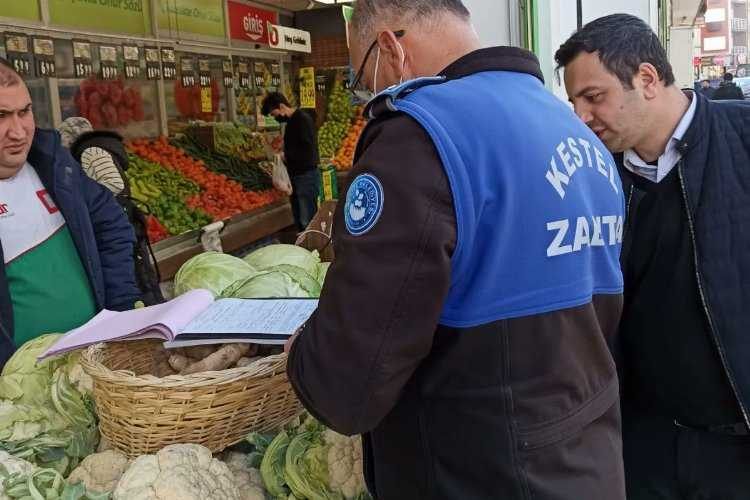 Bursa Kestelde semt pazarlarına Zabıta denetimi