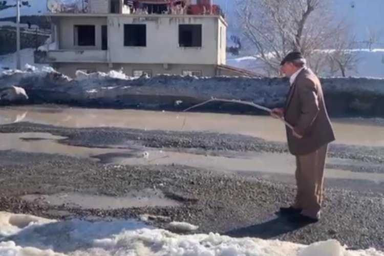 Çağlayanceritte bozuk yola oltalı gönderme viral oldu