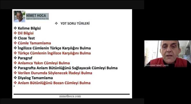 ÖSYM Yabancı Dil Testi Online Kolay Soru Çözüm Teknikler Semineri gerçekleşti