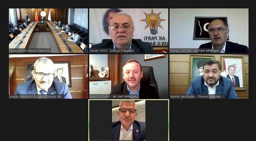 Giresun’un ulaşım yatırımları için video konferans yöntemiyle toplantı yapıldı