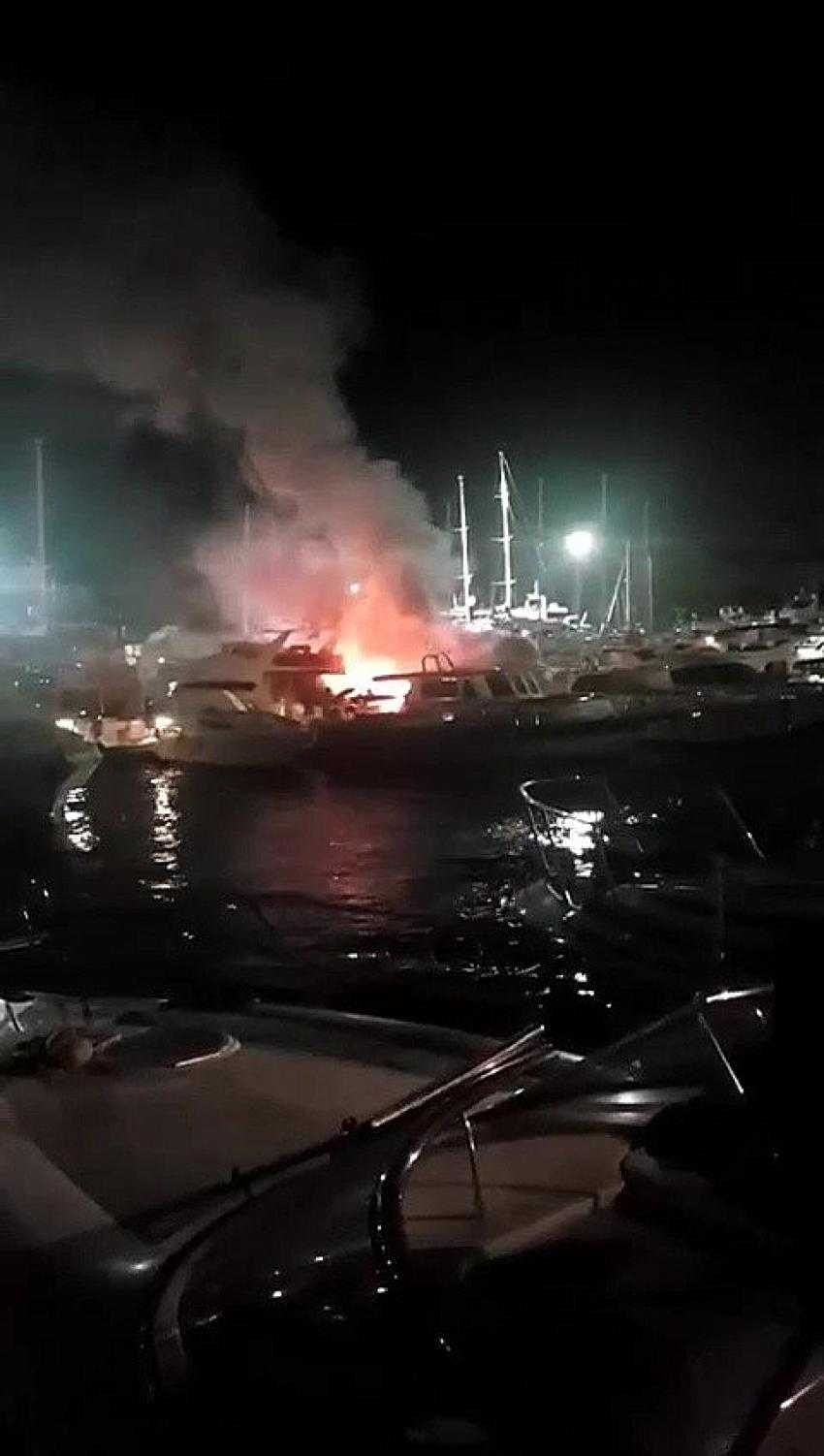 Marinadaki yatta çıkan yangın, lüks yatlara sıçramadan söndürüldü