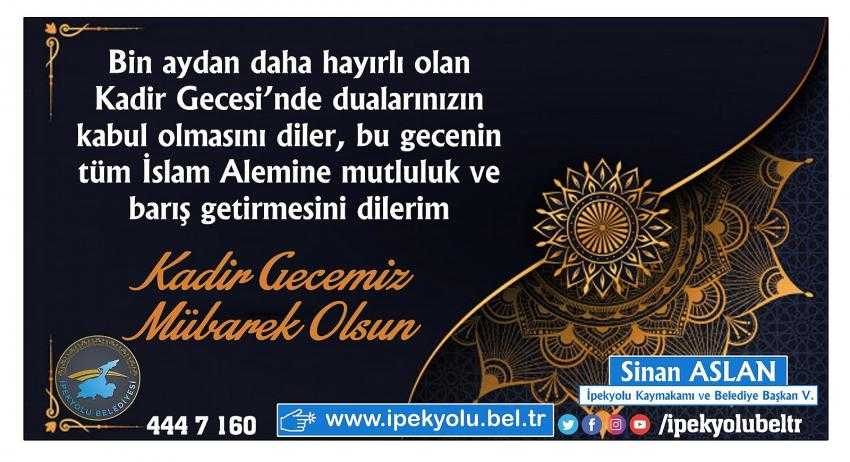 Kaymakam Aslan’dan Kadir Gecesi mesajı