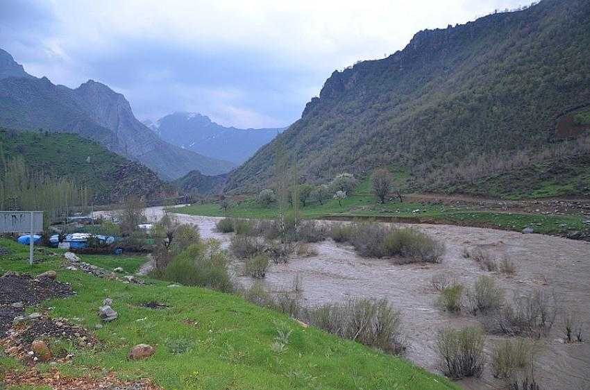 Aşırı yağışlar nedeniyle Habur çayı taştı... Çay kenarındaki tarla ve ahırlar sular altında kaldı