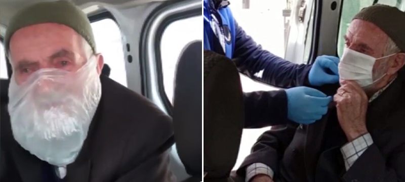 Poşeti maske yapıp, ilaçları için dışarı çıktı